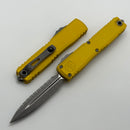 Microtech Ultratech Gen IV D/E Apocalyptic Full Serrated w/ Yellow Handle 11224-12APYW