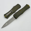 Microtech Knives Hera II Mini Distressed Grenade Green Handle w/ Apocalyptic D/E M390MK 1702M-10DGG-U25