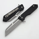 Heretic Knives M/A Jinn Flipper w/ Black Aluminum Handles & Battleworn MagnaCut H213-5A