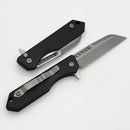Heretic Knives M/A Jinn Flipper w/ Black Aluminum Handles & Battleworn MagnaCut H213-5A