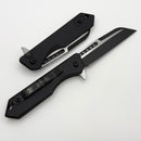 Heretic Knives M/A Jinn Flipper w/ Black Aluminum Handles & 2 Tone Black MagnaCut