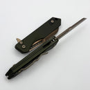 Heretic Knives M/A Jinn Flipper w/ OD Green Aluminum Handles & Bronze MagnaCut