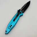 Grenade Blem Microtech Socom Elite Manual Black Single Edge w/ Turquoise Handles 160-1TQ