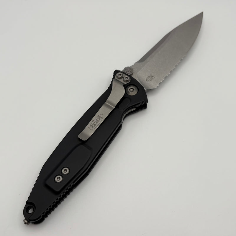 Grenade Blem Microtech Socom Elite Single Edge Stonewash Partial Serrated Manual & Black 160-11