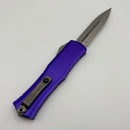 Grenade Blem Microtech Knives Mini Hera Stonewash Double Edge M390MK w/ Purple Handle 1702M-10PU