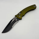Grenade Blem Microtech Amphibian RAM LOK OD Green Fluted Aluminum & Black Partial Serrated M390MK 137RL-2FLOD