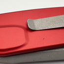 Grenade Blem Microtech Socom Elite Manual S/E Partial Serrated Apocalyptic w/ Red Handle 160-11APRD