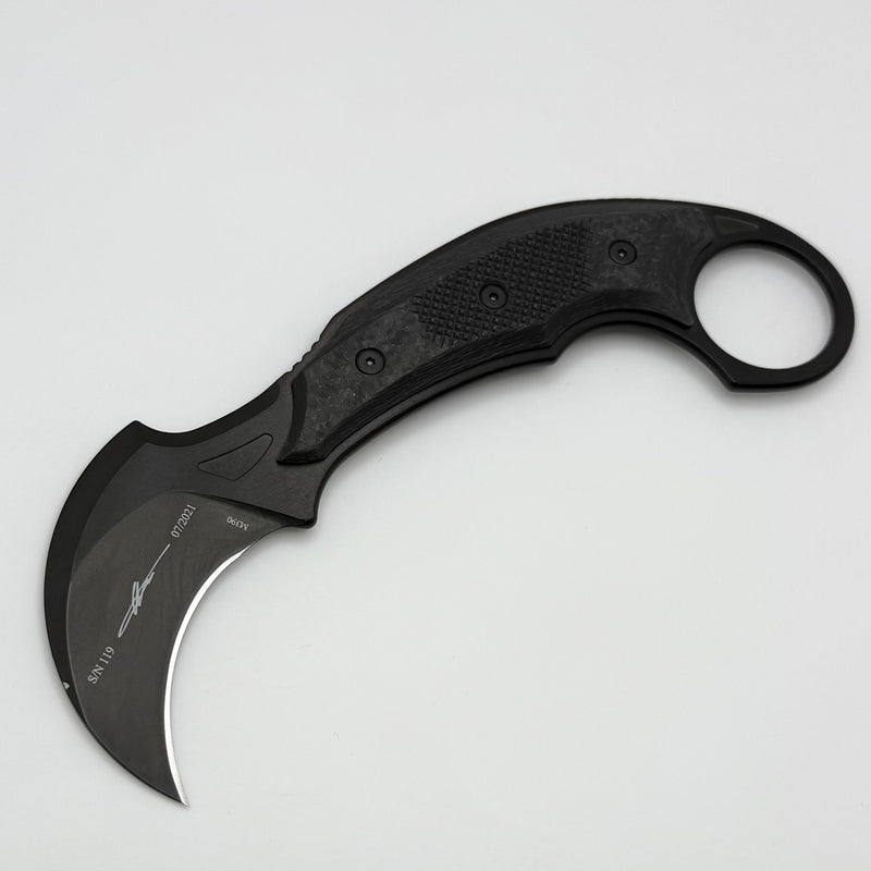 Grenade Blem Microtech Knives Iconic Fixed DLC & Carbon Fiber Right Hand Signature Series 118-1DLCCFSR