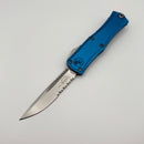 Grenade Blem Microtech Knives Mini Hera Stonewash S/E Partial Serrated M390MK w/ Blue Handle 1703M-11BL