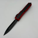 Pre-Owned Microtech Makora Black Double Edge w/ Carbon Fiber Inlays & Red 206-1RDCFIS