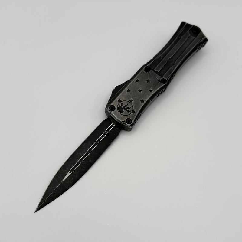 Pre-Owned Microtech Knives Hera II Mini Dark Flag D/E M390MK Signature Series 1702M-1DKFLAGS