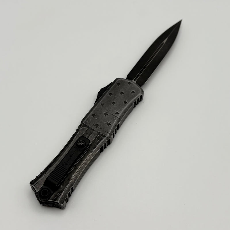 Pre-Owned Microtech Knives Hera II Mini Dark Flag D/E M390MK Signature Series 1702M-1DKFLAGS