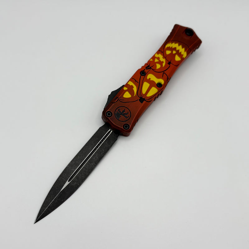 Pre-Owned Microtech Knives Mini Hera Jack-o'-Lantern Halloween D/E M390MK Signature Series 1702M-1HWJLS