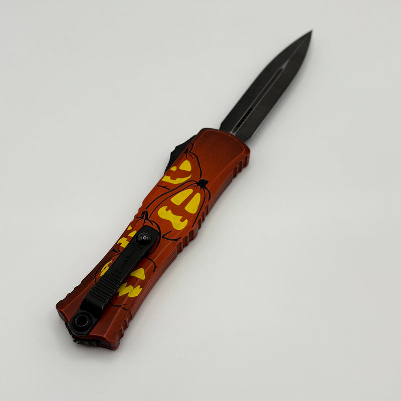 Pre-Owned Microtech Knives Mini Hera Jack-o'-Lantern Halloween D/E M390MK Signature Series 1702M-1HWJLS