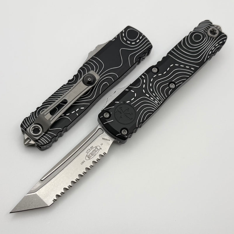 Microtech UTX-85 Gen IV w/ Black Topographic Handle & Stonewash Full S