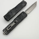 Microtech UTX-85 Gen IV w/ Black Topographic Handle & Stonewash Full Serrated T/E M390MK 12334-12TP