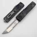 Microtech UTX-85 Gen IV w/ Black Topographic Handle & Stonewash Part Serrated T/E M390MK 12334-11TP