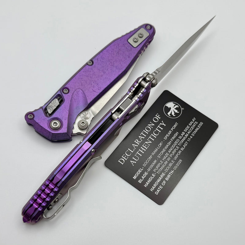 Marfione Select Microtech Socom Ram-Lok Purple Haze Titanium Slab Side