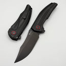 Reate Knives Jack Jr. Black Aluminum Integral Handle w/ Carbon Fiber Inlay & Red Pivot Collar & DLC S30V