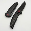 Reate Knives Jack Jr. Black Aluminum Integral Handle w/ Carbon Fiber Inlay & Red Pivot Collar & DLC S30V
