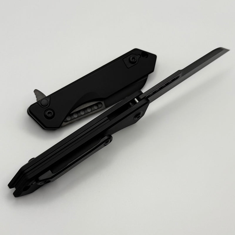 Heretic Knives M/A Jinn Flipper w/ Black Aluminum Handles & Hand Ground DLC MagnaCut