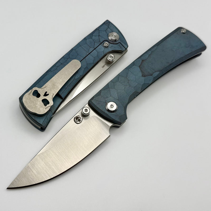 Chaves Knives RCK9 Blue Half Rocked Titanium & M390