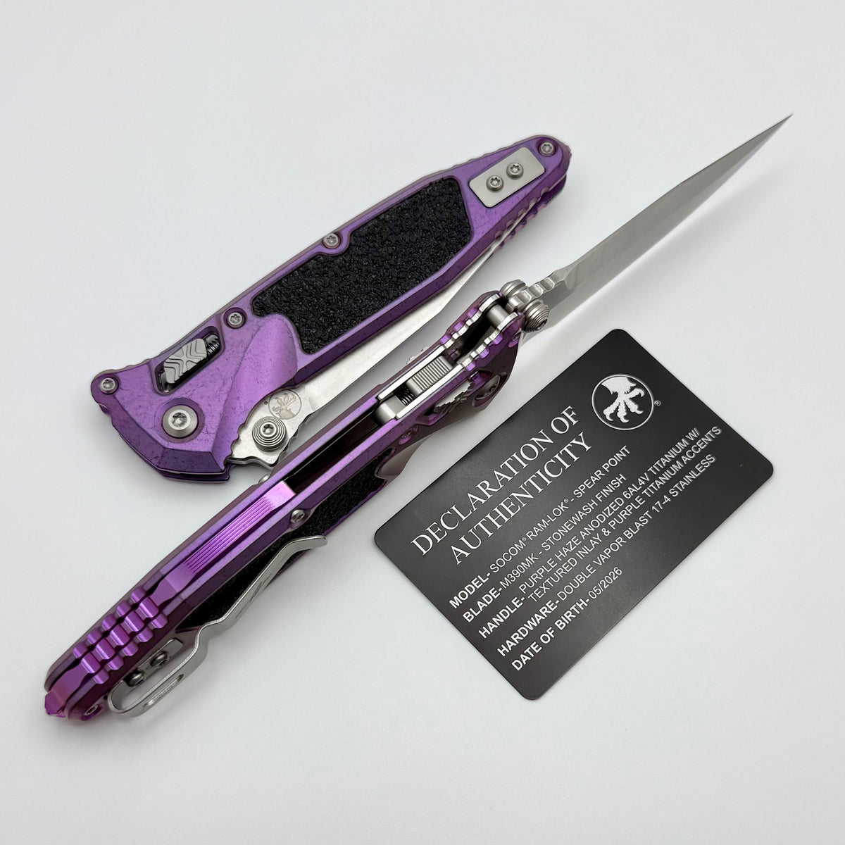 Marfione Select Microtech Socom Ram-Lok Purple Haze Titanium Textured