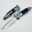 Marfione Select Microtech Socom Ram-Lok Ice Blue Titanium Texture Inlaid Handles w/ Blue Accents & Spear Point Stonewash M390MK 160RL-10SMS7