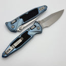 Marfione Select Microtech Socom Ram-Lok Ice Blue Titanium Texture Inlaid Handles w/ Blue Accents & Spear Point Stonewash M390MK 160RL-10SMS7