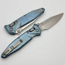 Marfione Select Microtech Socom Ram-Lok Ice Blue Titanium Slab Side Handles w/ Blue Accents & Spear Point Stonewash M390MK 160RLS-10SMS7