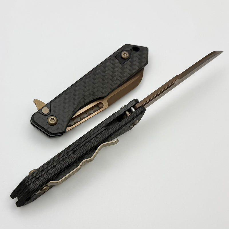 Heretic Knives M/A Jinn Flipper w/ Carbon Fiber Handles & Bronze Magna