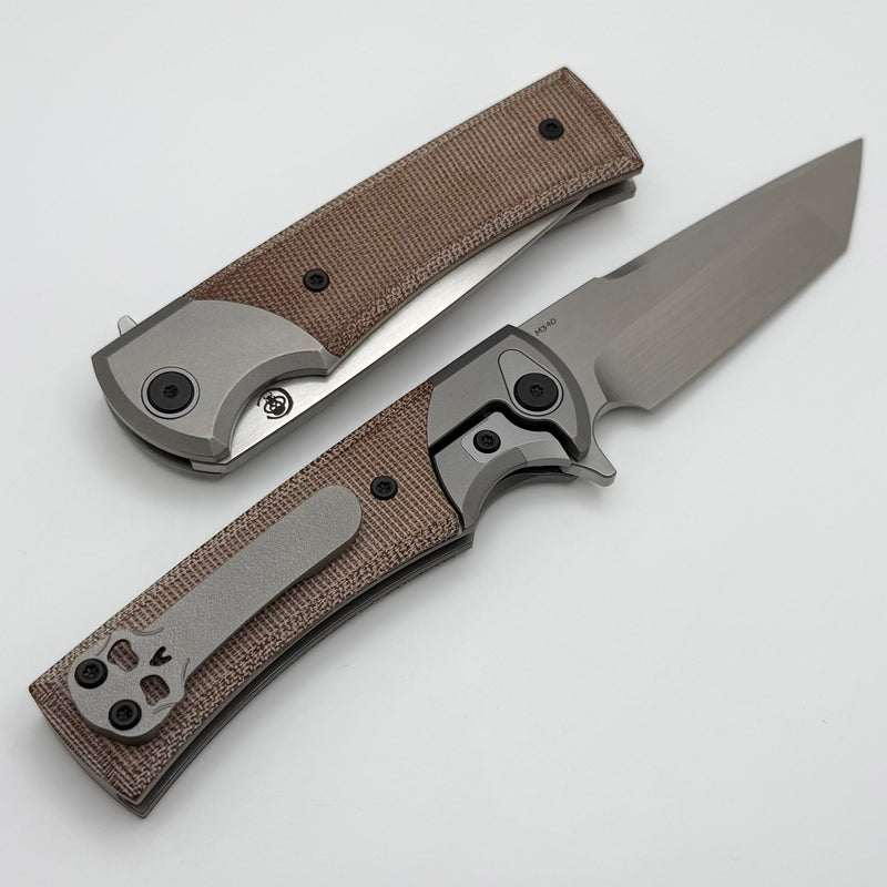 Chaves Knives Street Liberation Flipper El Chicano w/ Titanium Integral Micarta Inlaid Handle & Chisel Tanto M390