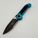 Grenade Blem Microtech Knives LUDT Gen III Black Partial Serrated S/E w/ Turquoise Handle 1135-2TQ