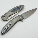 Pro-Tech Cambria Custom Manual 17-4 Steel Handles w/ Blue TechnoCarbon Inlay & Stonewash MagnaCut 2025 Custom 013