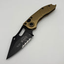 Factory Blem Microtech Borka Stitch Auto w/ Tan Handles & Partial Serrated M390 169-2TA