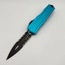Factory Blem Microtech Cypher II D/E Black Partial Serrated w/ Turquoise Handle 1242-2TQ