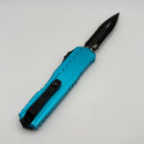 Factory Blem Microtech Cypher II D/E Black Partial Serrated w/ Turquoise Handle 1242-2TQ
