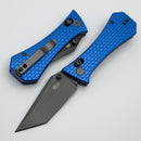 Aux Mfg Coffin Crossbar w/ Blue Aluminum Handles & Smoke PVD Tanto 14C28N Blade