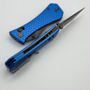Aux Mfg Coffin Crossbar w/ Blue Aluminum Handles & Smoke PVD Tanto 14C28N Blade
