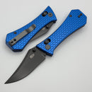 Aux Mfg Coffin Crossbar w/ Blue Aluminum Handles & Smoke PVD Bowie 14C28N Blade