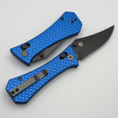 Aux Mfg Coffin Crossbar w/ Blue Aluminum Handles & Smoke PVD Bowie 14C28N Blade