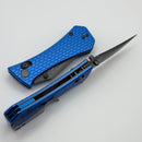 Aux Mfg Coffin Crossbar w/ Blue Aluminum Handles & Smoke PVD Bowie 14C28N Blade