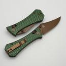 Aux Mfg Coffin Crossbar w/ Green Aluminum Handles & Rose Gold PVD Bowie 14C28N Blade