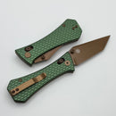 Aux Mfg Coffin Crossbar w/ Green Aluminum Handles & Rose Gold PVD Tanto 14C28N Blade