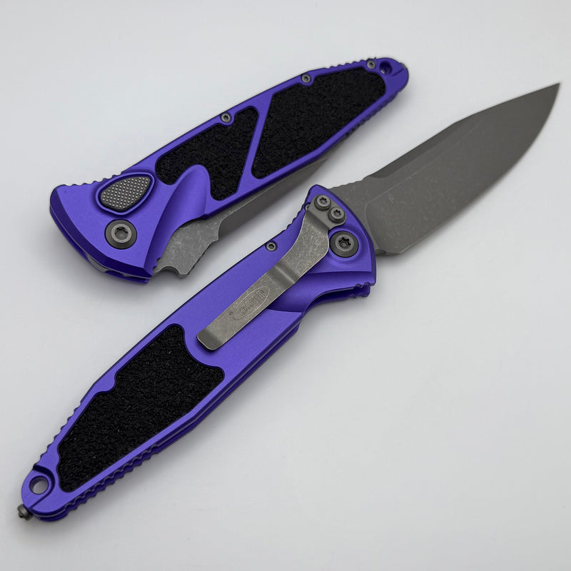 Microtech Socom Elite Auto Purple Handles w/ S/E Apocalyptic 160A-10APPU