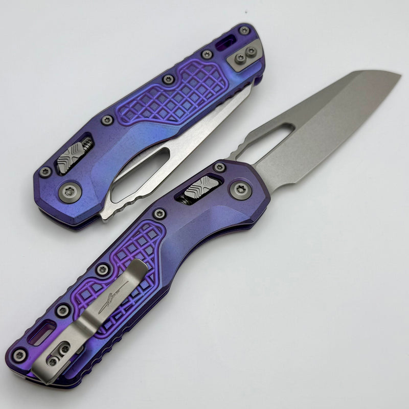 Microtech Marfione Select MSI RAM LOK Purple Haze Frag Titanium Handles w/ Purple Accents & Stonewash M390MK 210-10FRMS5