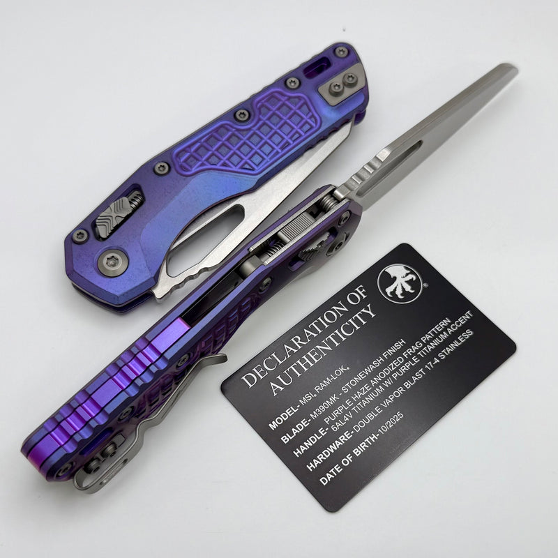 Microtech Marfione Select MSI RAM LOK Purple Haze Frag Titanium Handle Microtech Marfione Select MSI RAM LOK Purple Haze Frag Titanium Handle