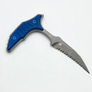 Microtech & Bastinelli Bee Marfione Select w/ Antique Blue Titanium Handles & Blue Hardware Full Serrated 218-12APMS3