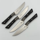 Microtech Steak 4 Piece Set Black G-10/Titanium Bolster Handle w/ Stonewash M390MK 3600B-10SETBK