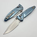 Marfione Select Microtech Socom Delta Ram-Lok w/ Ice Blue Titanium Handles & Blue Accents w/ Spear Point Stonewash M390MK 159RL-10SMS7